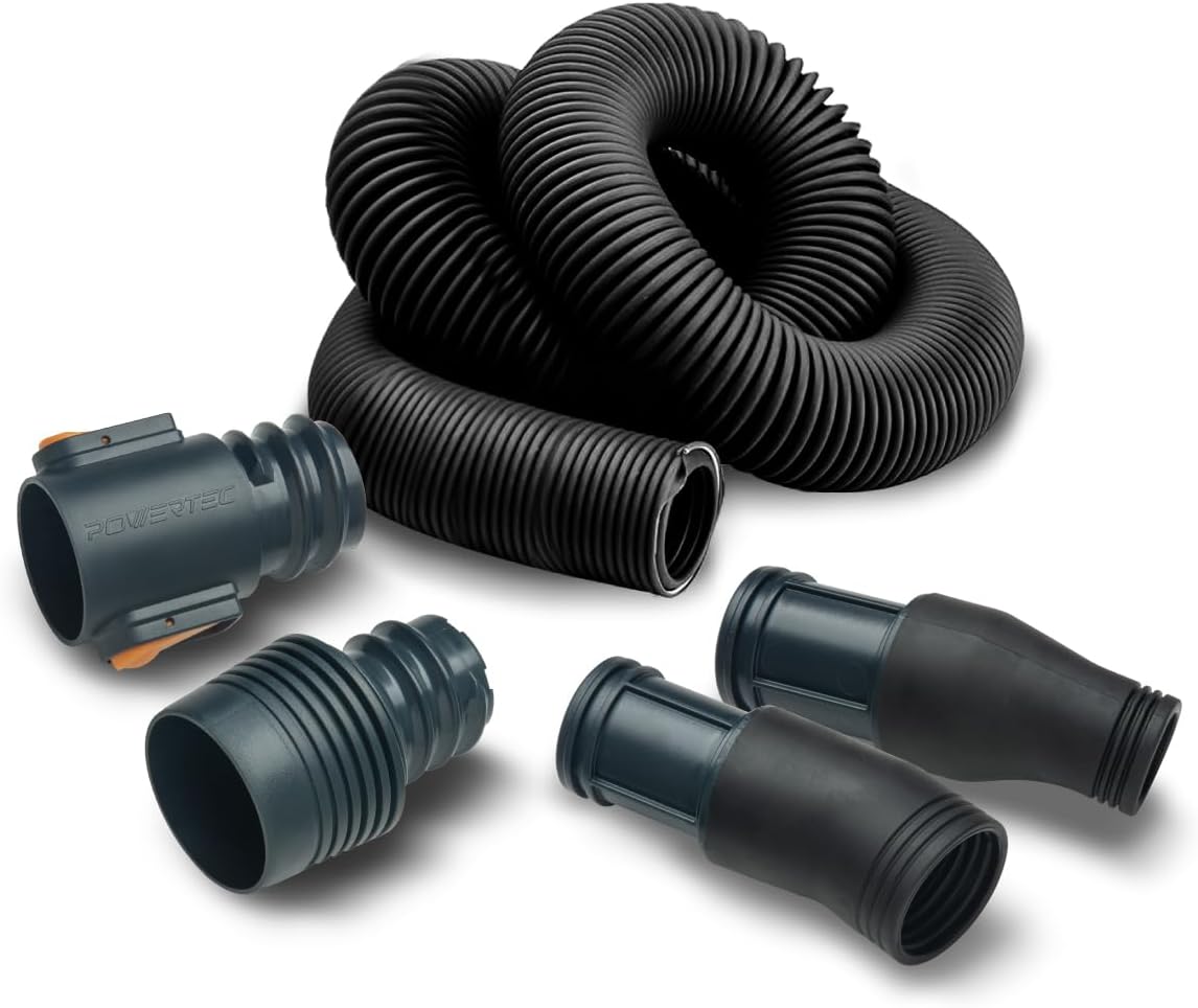 POWERTEC 70355 Dust Collection Hose Kit 10' Hose with 1 Quick Connector 21/4" to 21/2" OD