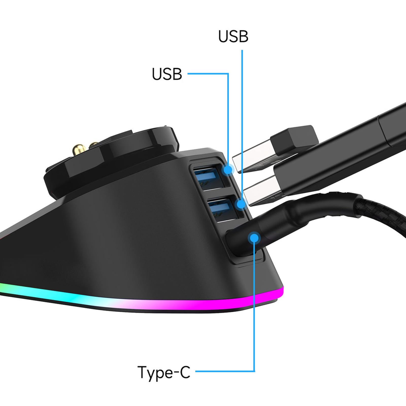 Gaming Ladestation für G502 / G502X / Auto Anschluss Doppel USB Hub Intelligente Beleuchtung Ladeadapter