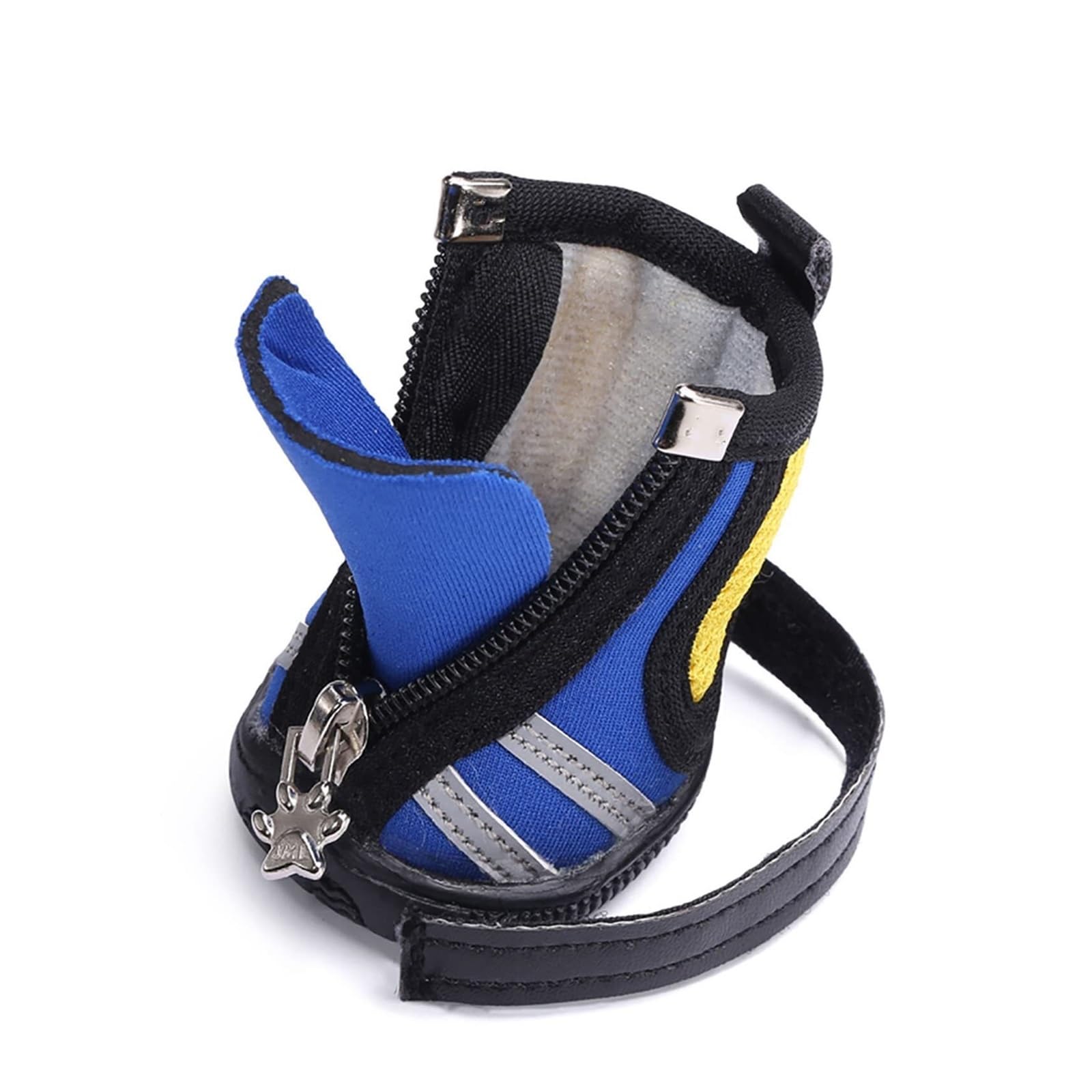 Chaussures imperméables pour chien avec bandes réfléchissantes – Bottes antidérapantes à fermeture éclair pour chiens de petite et moyenne taille, protection contre les pattes en toutes saisons (bleu