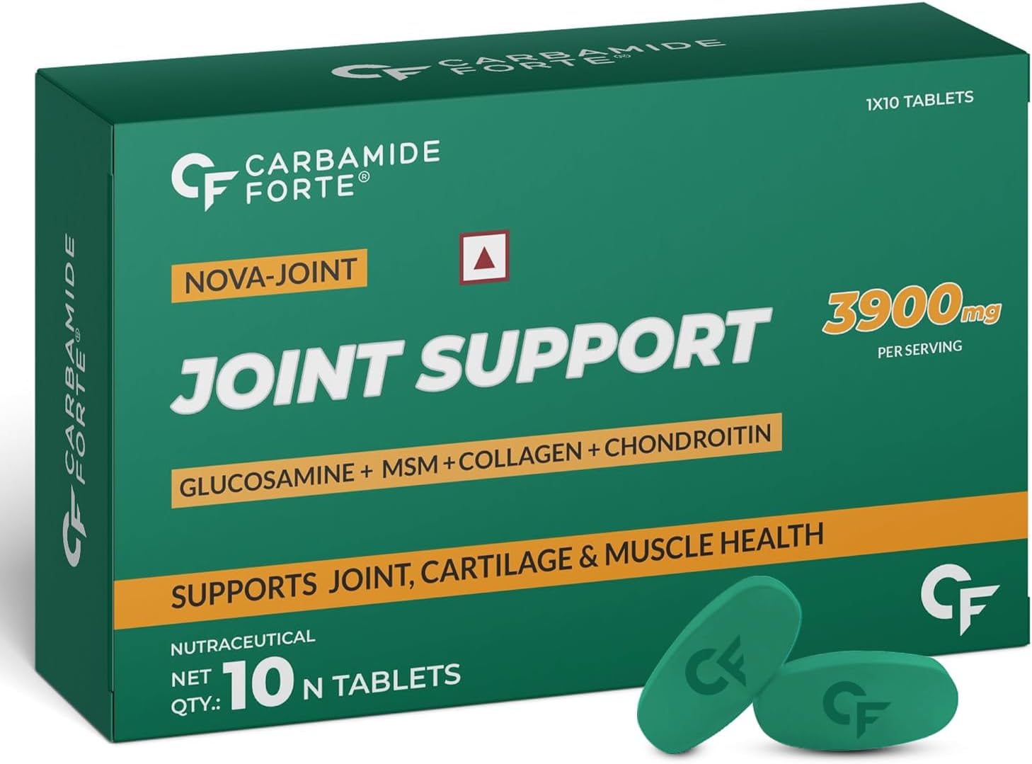 Glucosamine & Chondroitin MSM - Joint Support Supplement with Vitamins - 3900mg Per Serving – 10 Tablets