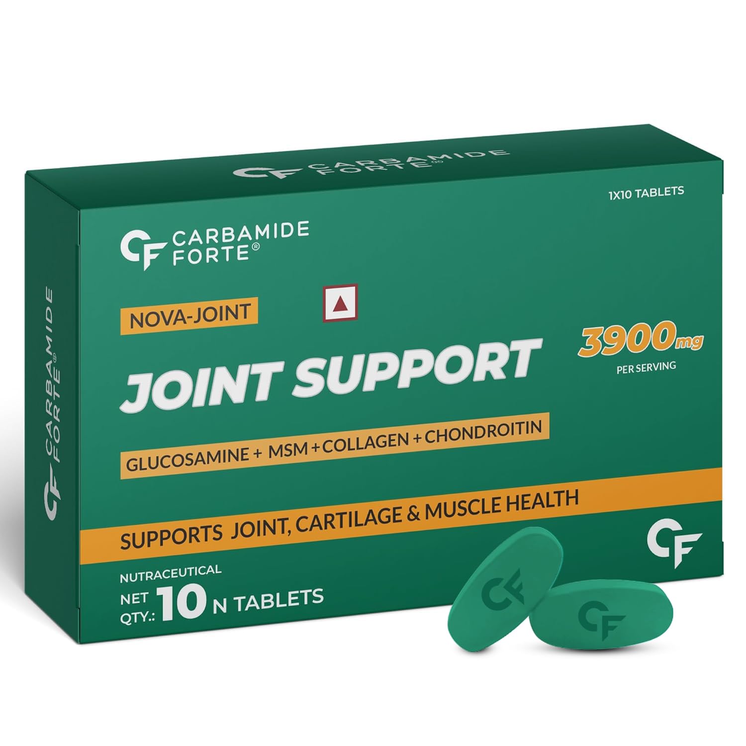 Glucosamine & Chondroitin MSM - Joint Support Supplement with Vitamins - 3900mg Per Serving – 10 Tablets