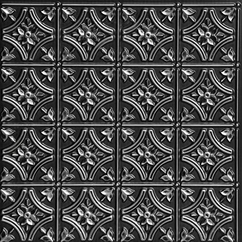 Exclusive Discount 60% Price From Plain To Beautiful In Hours 150 Gothic Reams PVC 2' x 2' Glue-up Ceiling Tile, Pack of 25, Antique Silver, 25