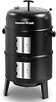 Vista 1 de MASTER COOK 16 inch Charcoal Smoker, Vertical BBQ Grill, Heavy Duty 4 In 1 Fire Pit with built-in Thermometer & Adjustable Vent System for Backyard