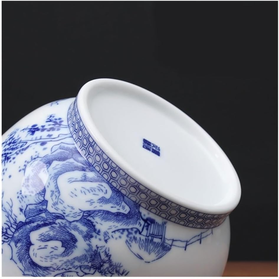 Tea Container Exquisite landscape painting pattern tea canister large ceramic sealing jar household storage(Small)