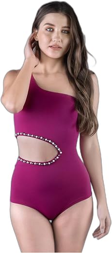 Keepfit one Piece one Shoulder Cutout Padded Swimsuit for Women |Swimming Suit for Women