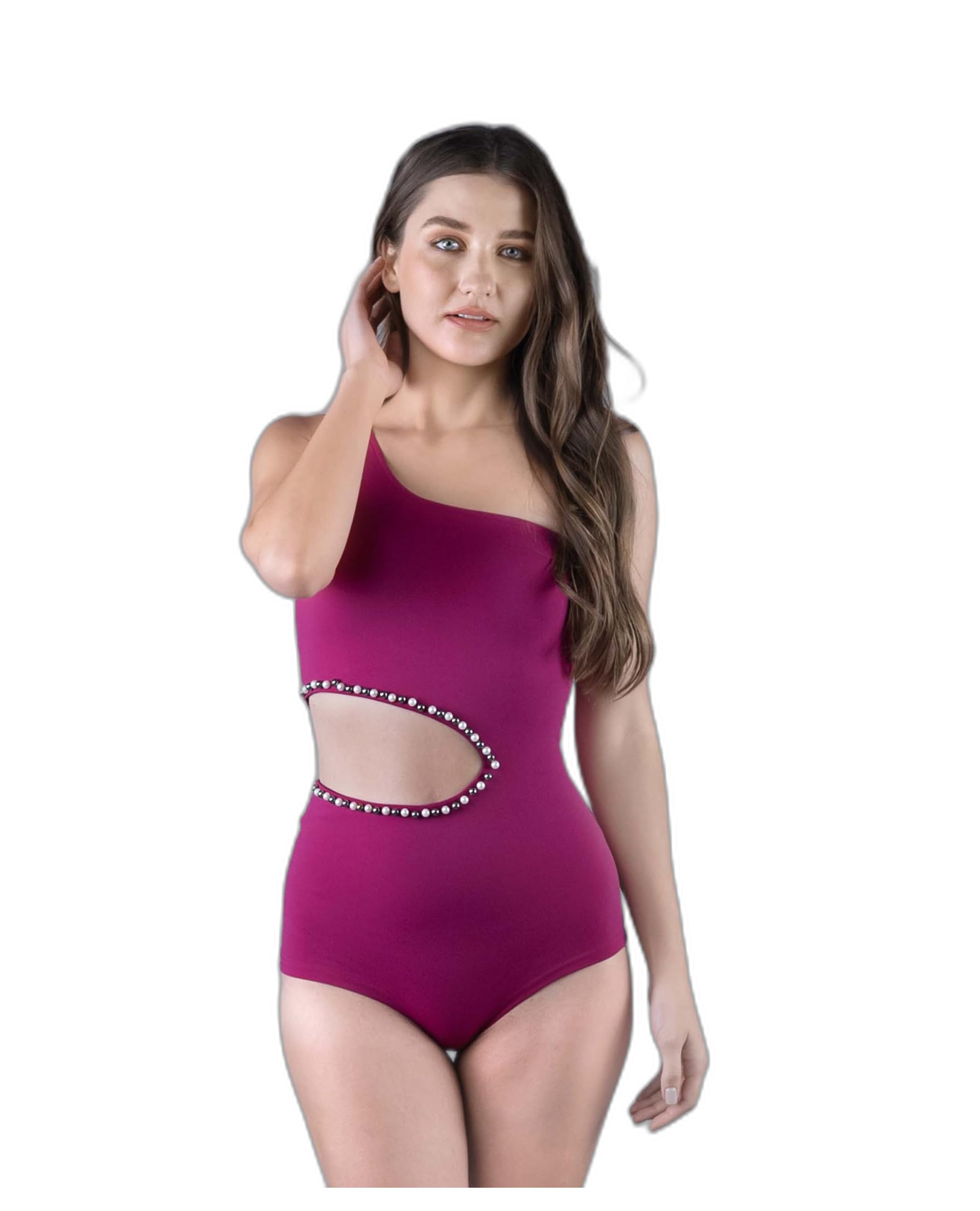 Keepfit Plus Size one Piece one Shoulder Cutout Padded Swimsuit for Women | Swimming Suit for Women-image-4