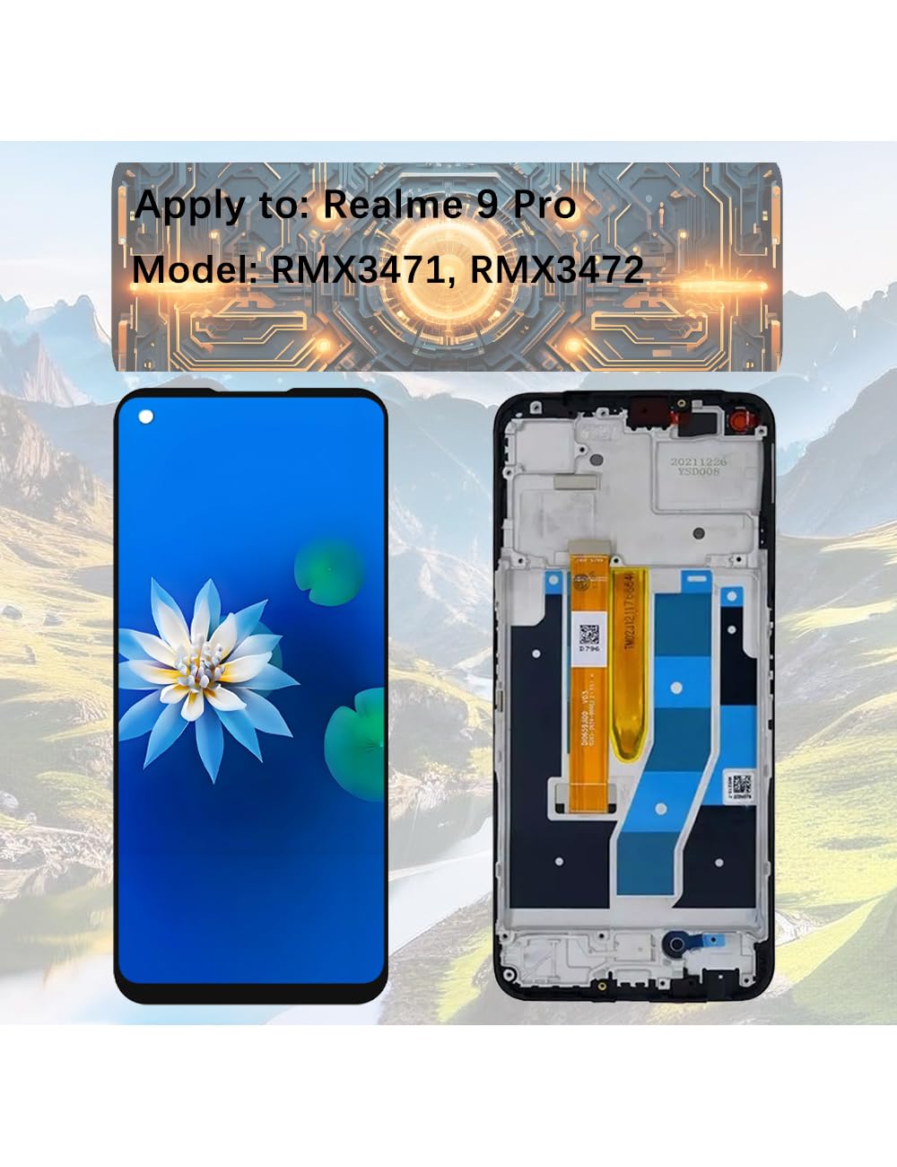 H&LYCYJ Schermo Display per Realme 9 Pro RMX3471 RMX3472 Kit di ricambio LCD con telaio