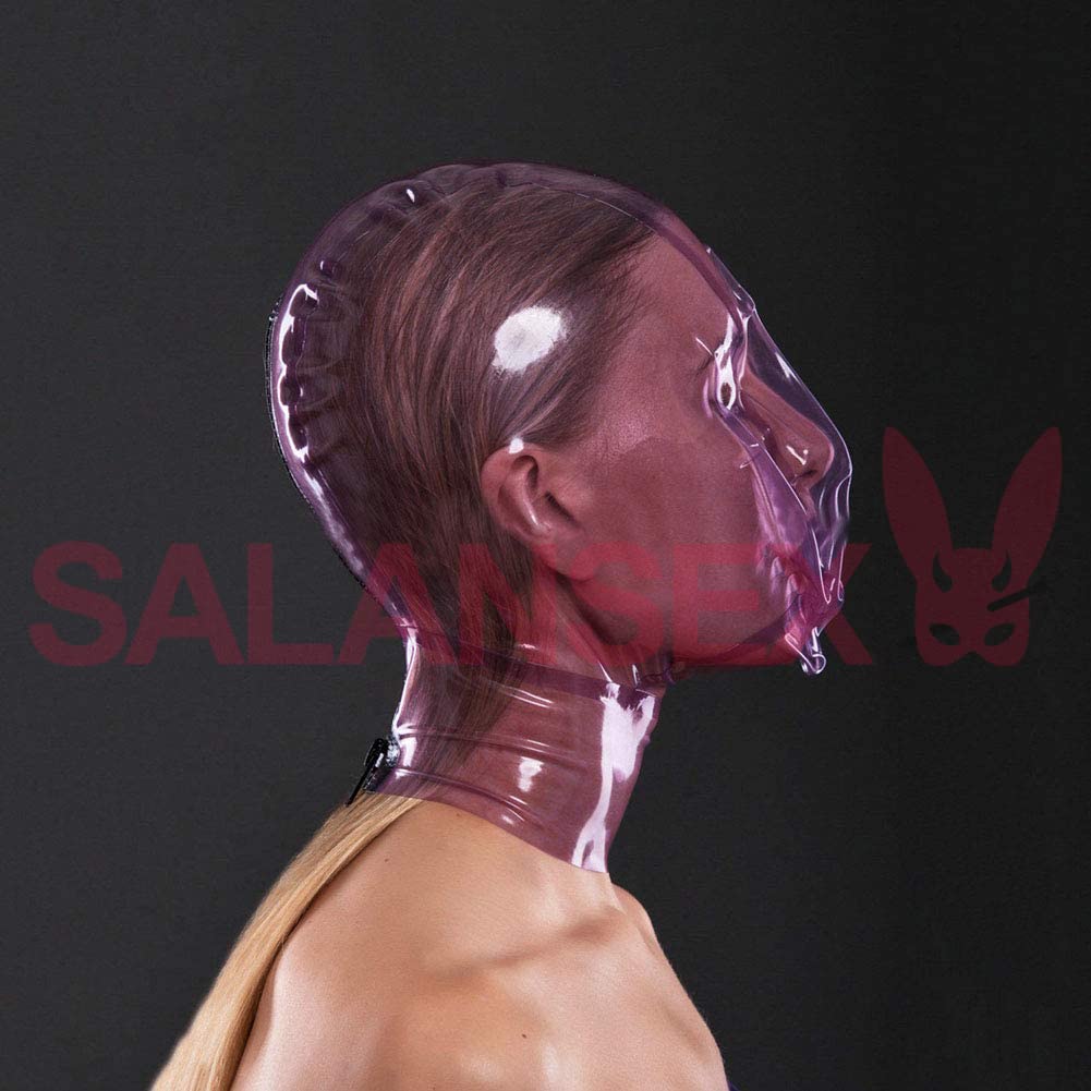 Masque complet BDSM en latex avec poches respiratoires et fermeture à glissière pour fêtes, cosplay