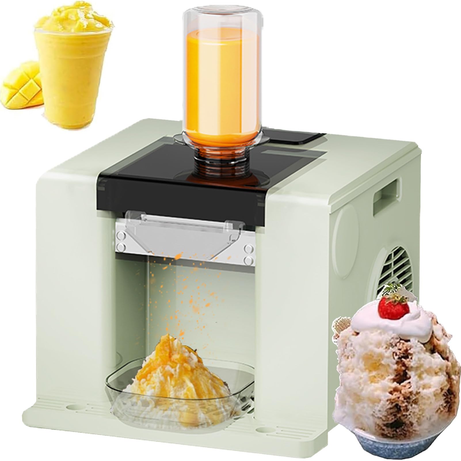 Elektryczna maszyna granita, 750 ml, 304 rolka stalowa, 350 W, do użytku domowego i profesjonalnego. (zielony)
