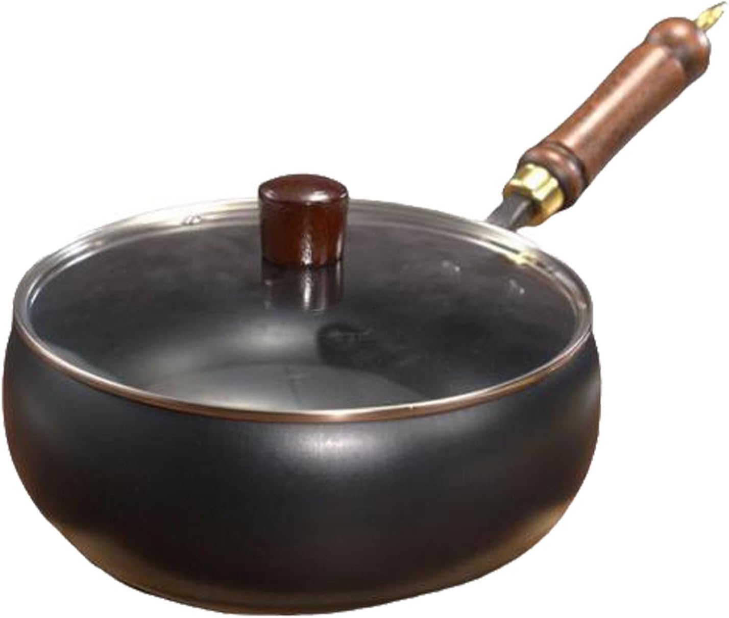 Japanese Iron Pan, Uncoated Iron Pan, Hand-Forged Non-stick Frying, Durable and Rust-Free for Cooker Gas Stir Fry Pans Round Bottom with Lid, 28 cm (With cover-28cm-A)