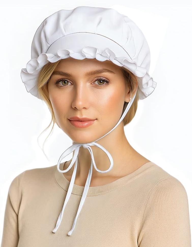 Womens Elegant Medieval Bonnet Hat for Christmas Cosplay Headwear - Image 3