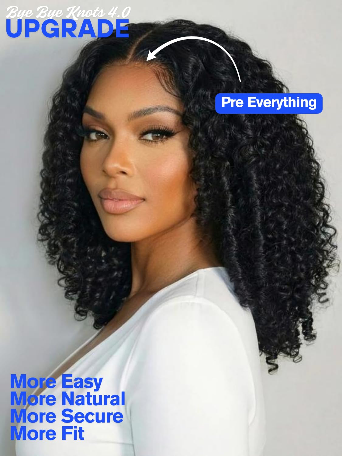Nadula No Slip Afro Kinky Curly Drawstring Wig Human Hair 200% Density with Layer Finger Coil Burmese Curly,Glueless 7x5 Bye Bye Knots Lace Closure Wig Pre Cut/Plucked/Bleached Ready to Wear 16inch