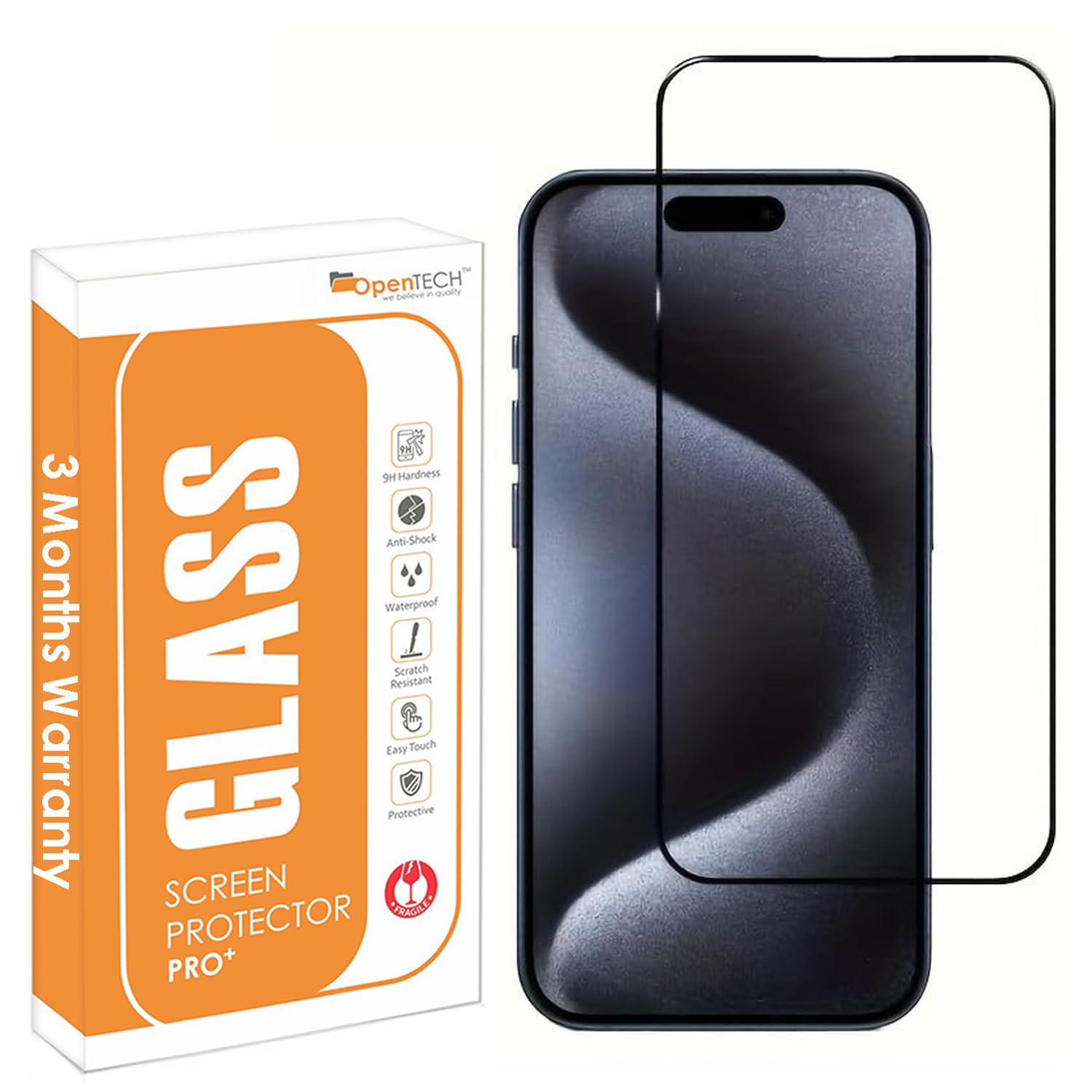 OpenTech Military-Grade Tempered Glass Screen Protector Compatible for iPhone 16 Pro With Edge To Edge Coverage And Easy Installation Kit For Smartphone (6.3 Inches) (B0DGHT2MT3) Amazon Price History, Amazon Price Tracker