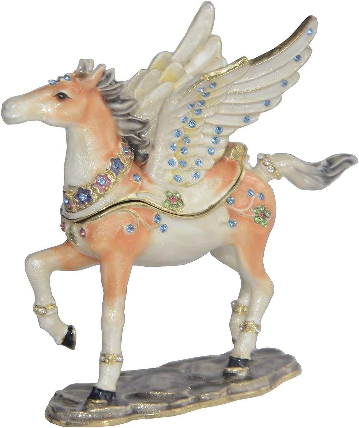 Flying Horse Trinket Box Jewelry Box Hand Painted Decorative Box with Hinged Lid Ring Earring Holder AnimalFigurine Collectible