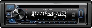 KENWOOD KDC-BT282U CD Car Stereo - Single Din, Bluetooth Audio, USB MP3, FLAC, Aux in, AM FM Radio, Detachable face with White 13-Digit LCD Display and Blue Button Illumination