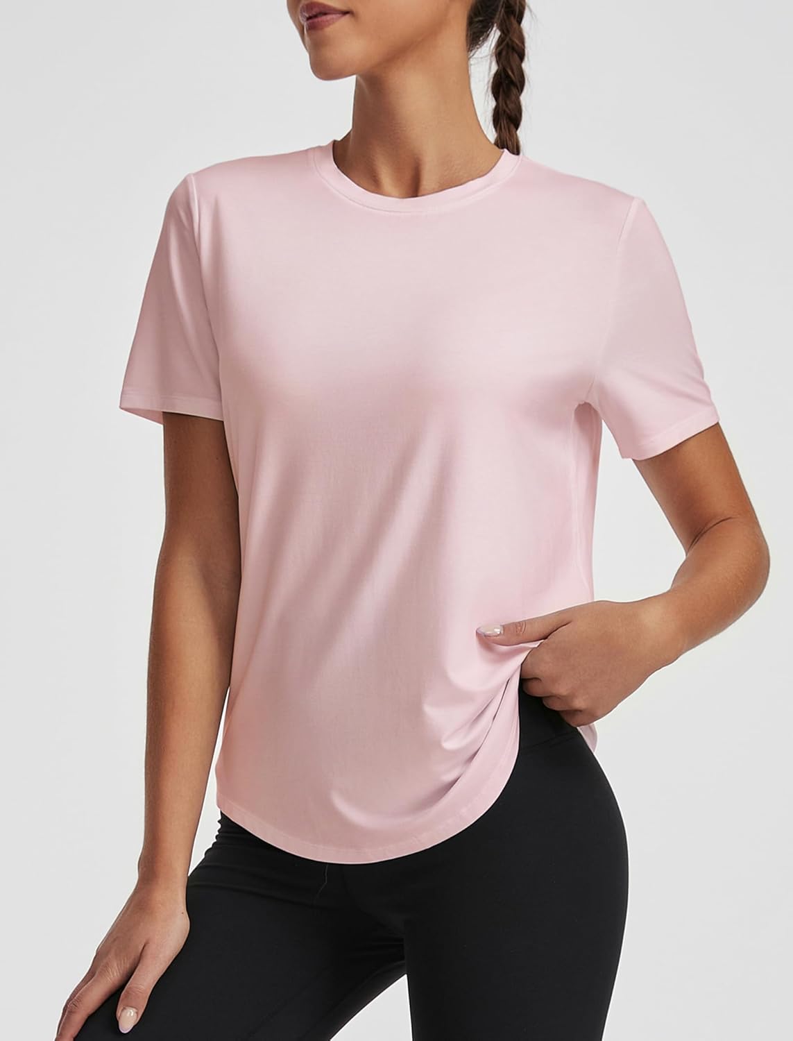 Workout Tops for Women Loose Fit Short Sleeve Shirts Crew Neck Athletic Yoga Basic T Shirts - Image 7