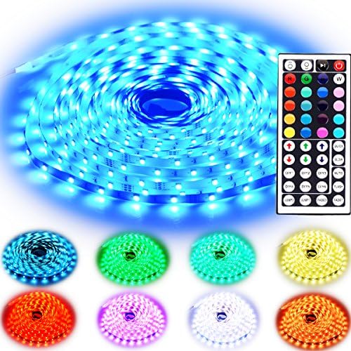 Rxment RGB LED Strip Lights - with Remote 10M 32.8 Ft 5050 RGB 300LEDs Full Kit,LED Tape Light Blue LED Light Strip, LED Lights Strip, LED Night Light, LED Christmas Lights, LED Rope Lights
