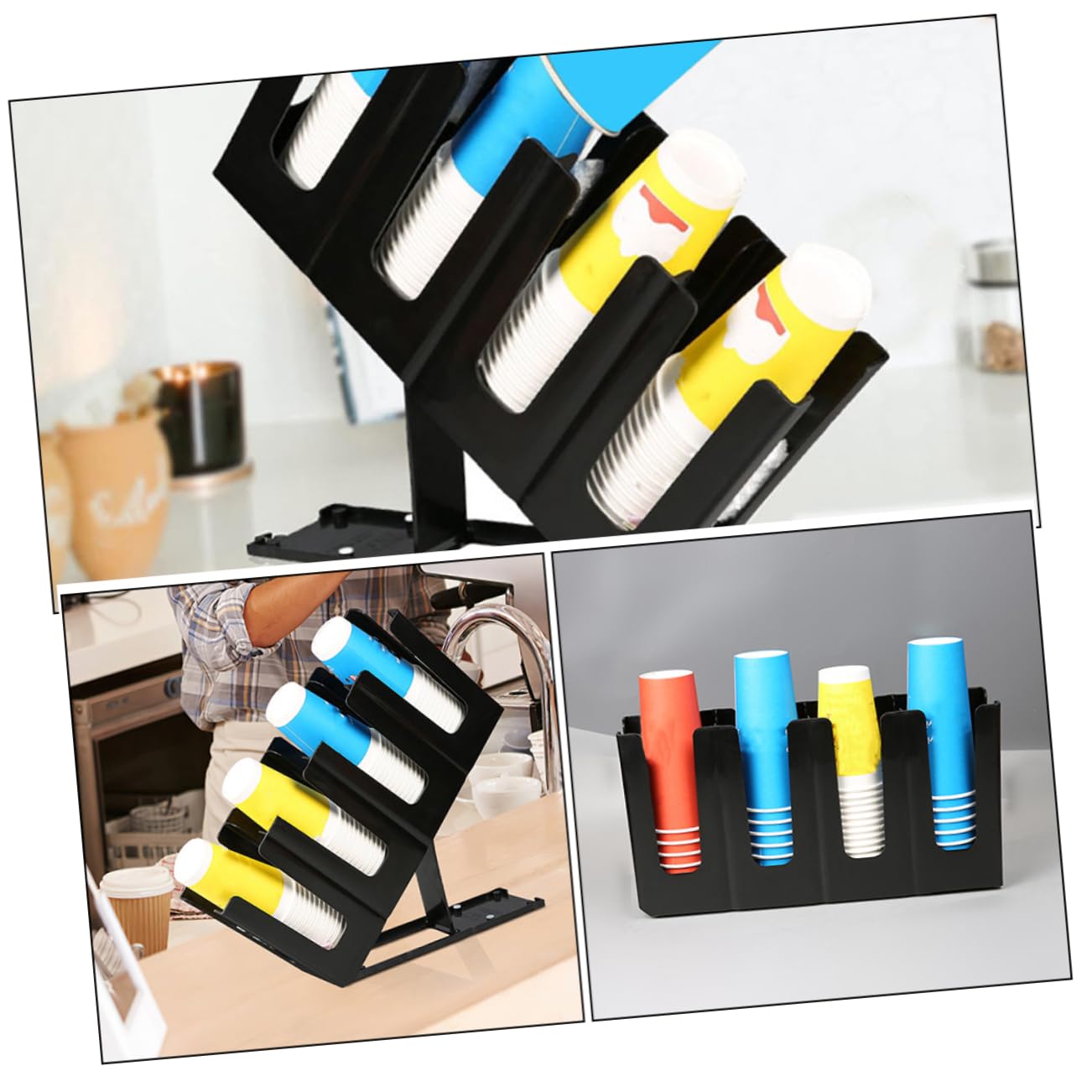 Plástico Dispensador Negro Vasos de Papel de Plegable para Cafetería