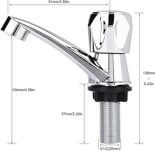 Miniatura 2 de Watris Veiyi Grifo de agua fría individual, grifo de agua ABS, grifo de agua fría, lavabo de baño Accesorios para fregadero de cocina G1/2 (0.787