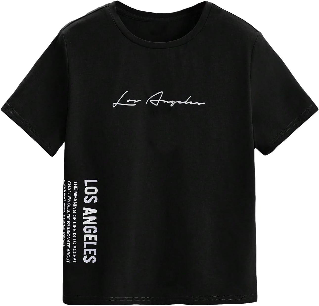 Floerns Boy's Slogan Print Round Neck Casual Short Sleeve Tee Shirt