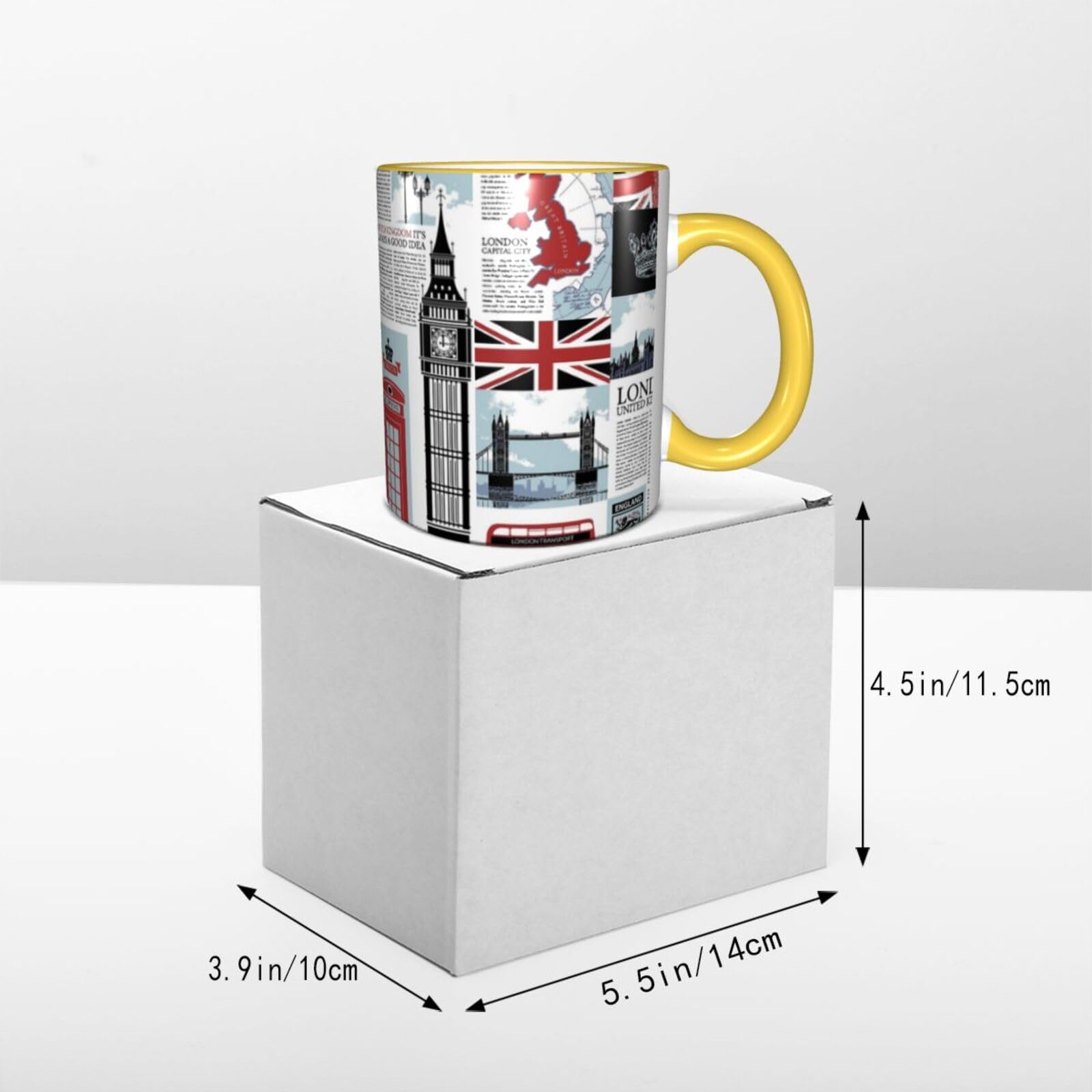 Amazon.co.jp: イギリスとロンドン マグカップ コーヒーカップ 黄色い 