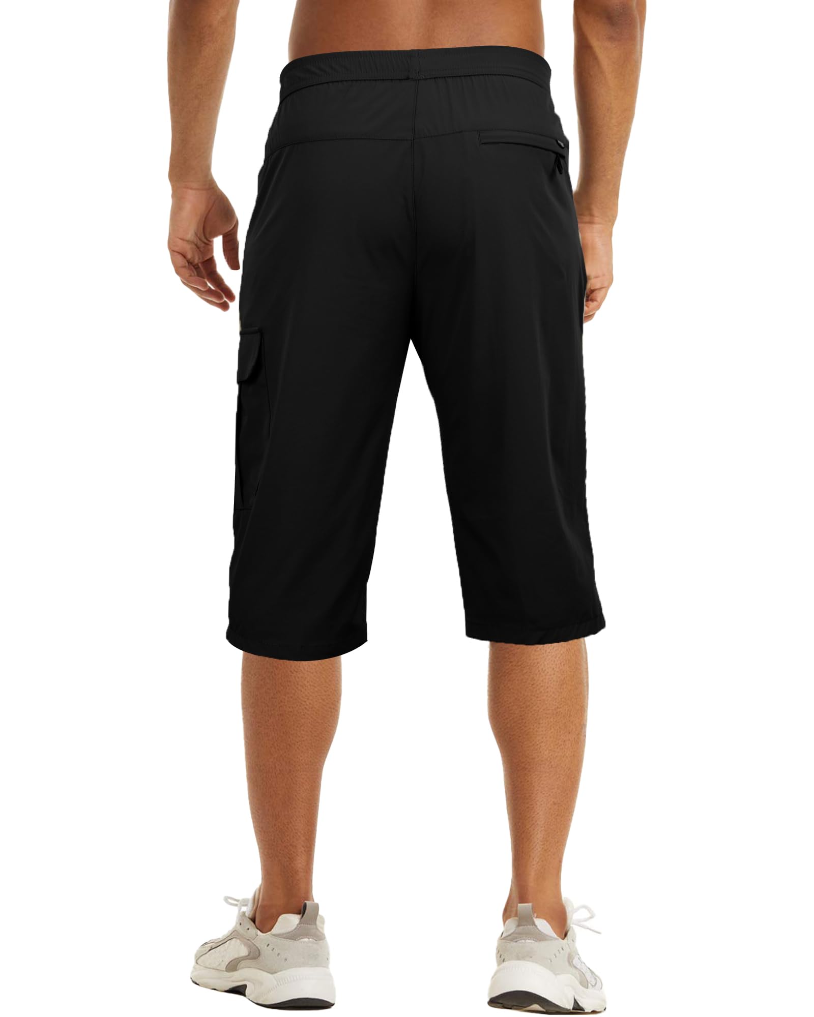 NANAMEEI Short 3/4 pour homme - Imperméable - Cargo - Pantalon de randonnée - Stretch - Pantalon de trekking - Pantalon d'été - Serren