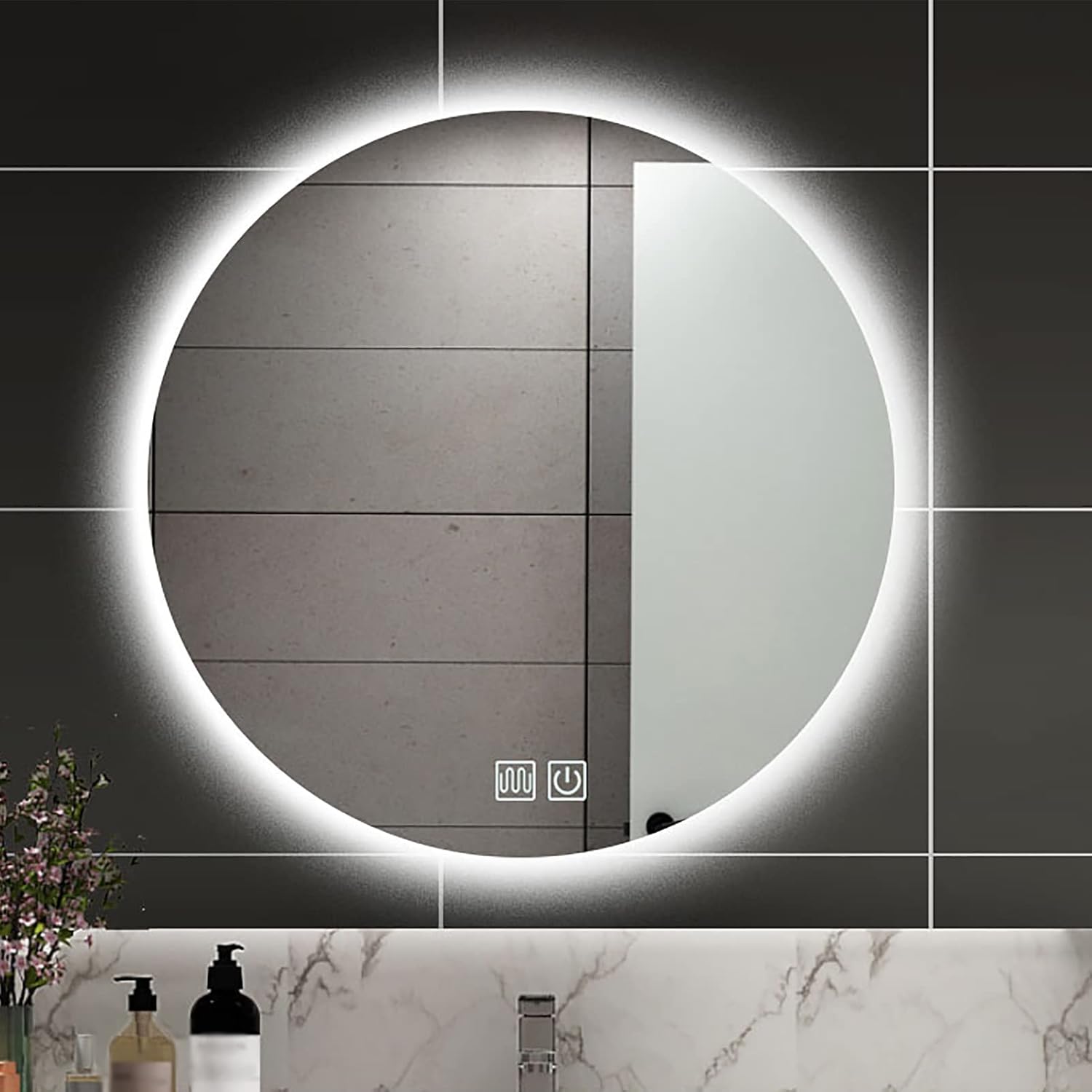 Amazon.co.jp: Janboe LEDバスルームミラーキャビネット,3つの色温度