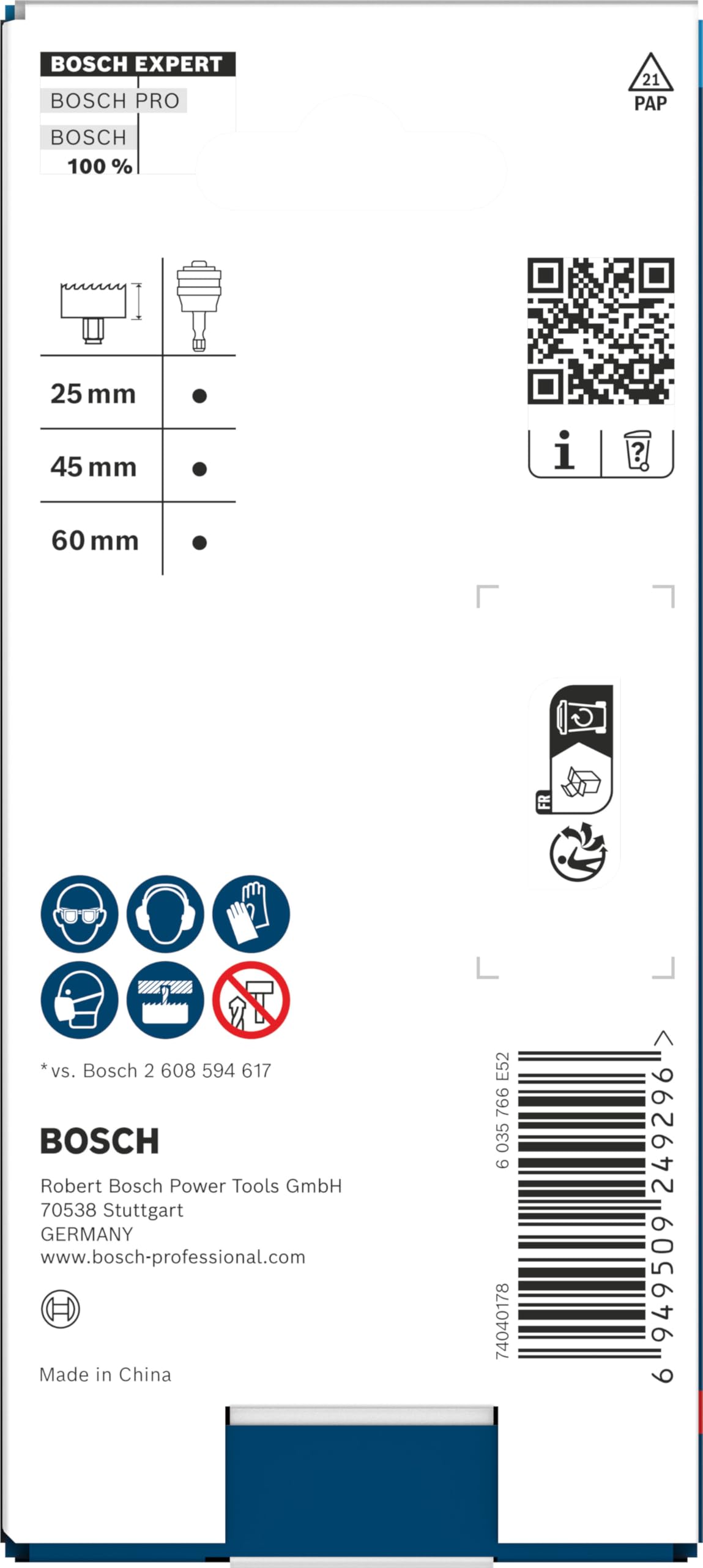 Bosch 1x Rallonge pour montage de scie trépan EXPERT Power Change Plus (Ø mm, Professional Accessoires Perceuses)