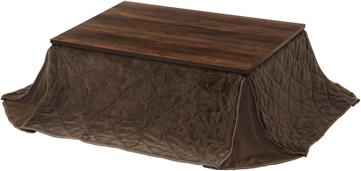 ぼん家具 こたつテーブル 布団セット 掛け布団 折りたたみ 長方形 105×75cm ヒーター 炬燵 折れ脚 ウォールナット×ブラウン