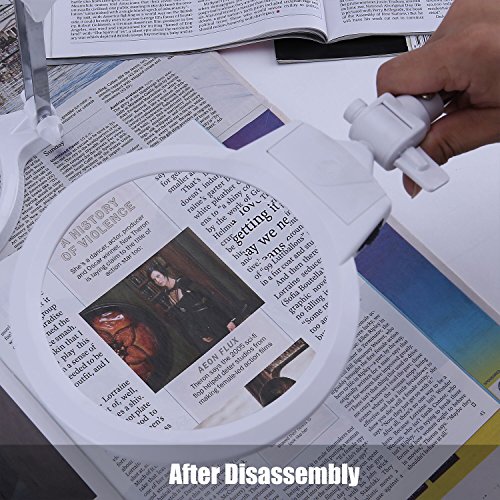 Large Magnifier Folding & Hand Held 2Led Light Lamp Jumbo 5.5 Inch Lens - Best Hands Free Magnifying Glass For Reading And Jewelry Design Etc #TOP3