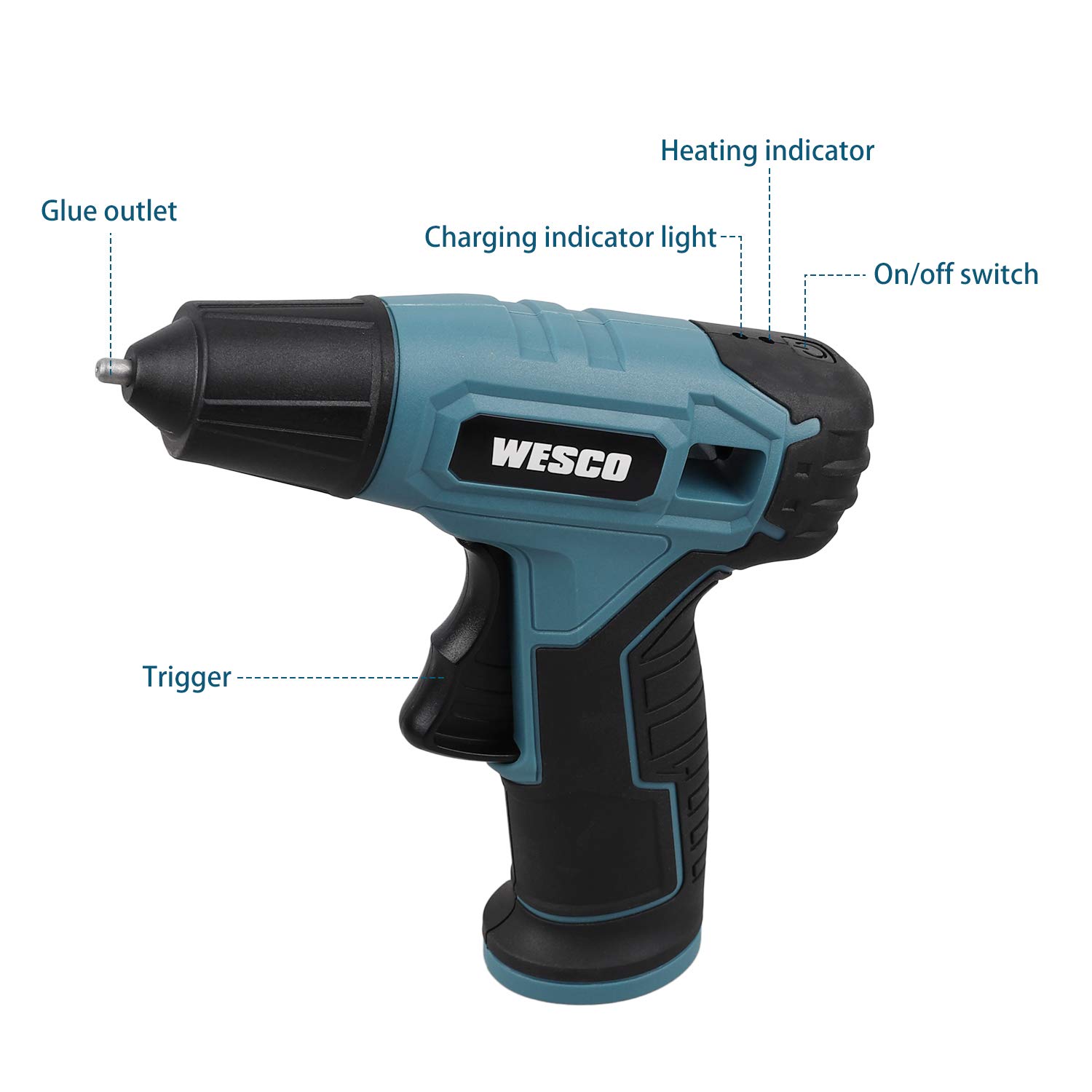 Cordless Glue Gun, WESCO 3.6V Hot Glue Gun with 10pieces Glue Stick 7mm
