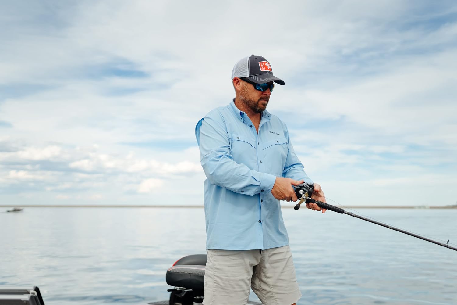 Whitewater Lightweight Moisture Wicking Long Sleeve Fishing Shirt with UPF 50 X-Large Blue Bell