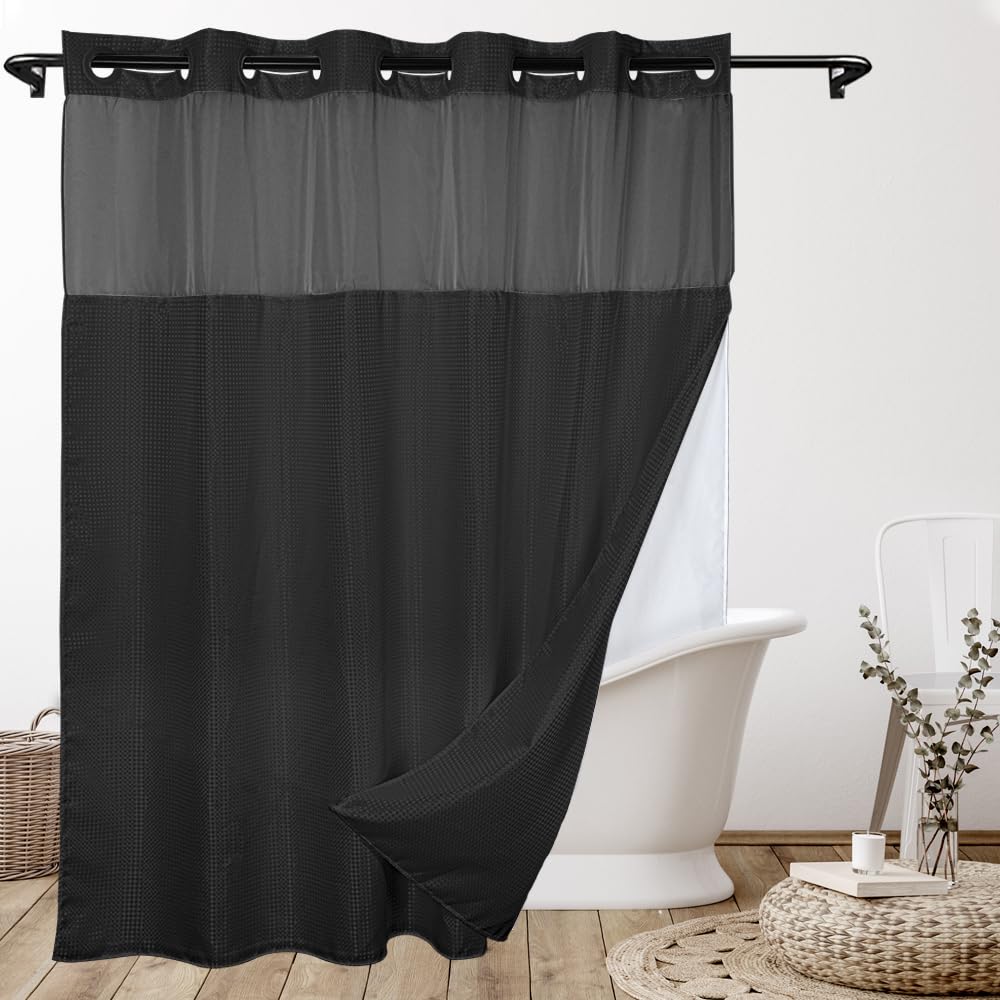 Rideau de douche sans crochet 180x188 cm avec doublure amovible