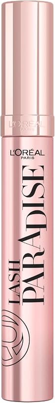 Máscara de pestañas Paradise de L'Oreal Paris, resistente al agua negra, 6,4 ml | Con aceites de ricino y florales, acondiciona las pestañas, apto para ojos sensibles, cepillo de fibra suave, volumen intenso