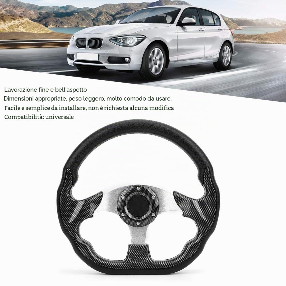 Volante Sportivo da Corsa in Stile Fibra di Carbonio di | per Auto Volante Sportivo da Corsa in Stile Fibra di Carbonio di per Auto da 320 Mm con Telaio in Alluminio e Pulsante Clacso