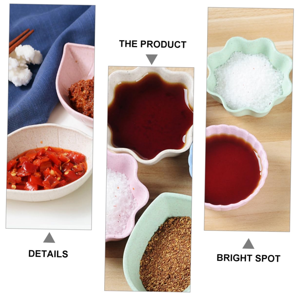 STOBAZA 16pc Set Seasoning Plate Snack Plate Diverse Shapes Appetizer Saucer for Dipping Sauce