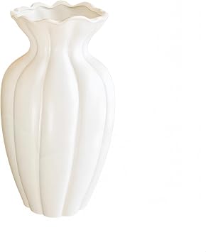 ArtisanHome Stripe Ceramic Vase,Modern Decor Living Room,Wedding | ceramic, striped, matte white, no hole, for dried flowers, desks, office, table, wedding