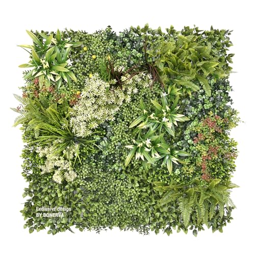 BONERVA | Jardín Vertical Santorini | Pieza 100x100cm (1m²) | Planta Artificial Decorativa para hogar, Oficina, Hotel, Restaurante, etc | MAL1223