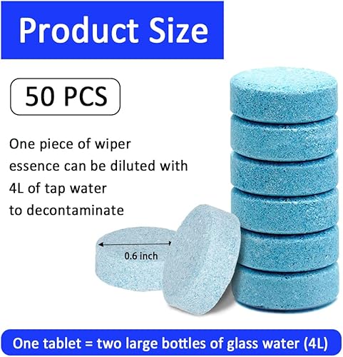 Miniatura 2 de ASUBHA 50 tabletas líquidas para limpiaparabrisas de automóvil, líquido para limpieza de parabrisas, concentrado de líquido para lavaparabrisas,