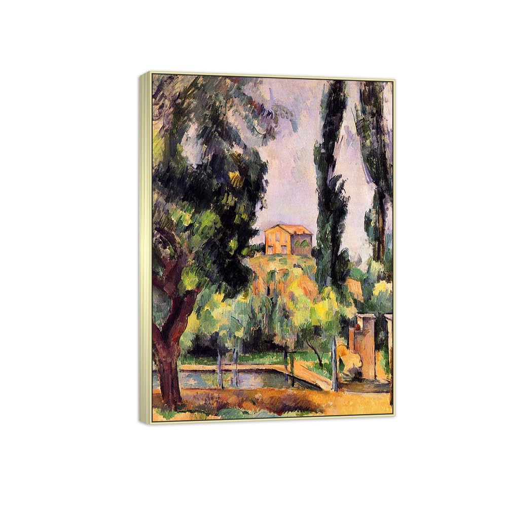 SDYSKKUG Canvas Wall Art Picture Decor Tree 5 by Paul Cezanne 115x80cm Silver Frame