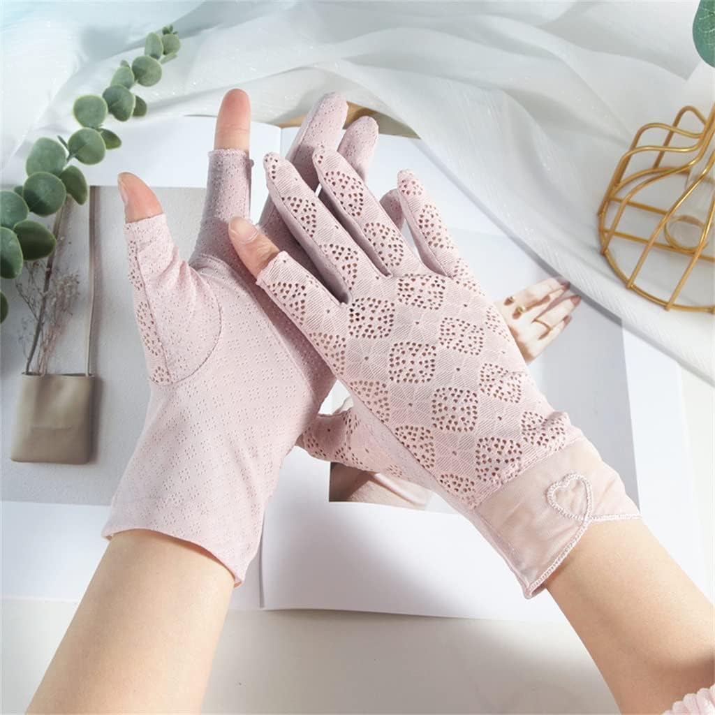 Women's Thin Ice Silk Lace Driving and Cycling Touch Screen Outdoor Two-Finger Gloves
