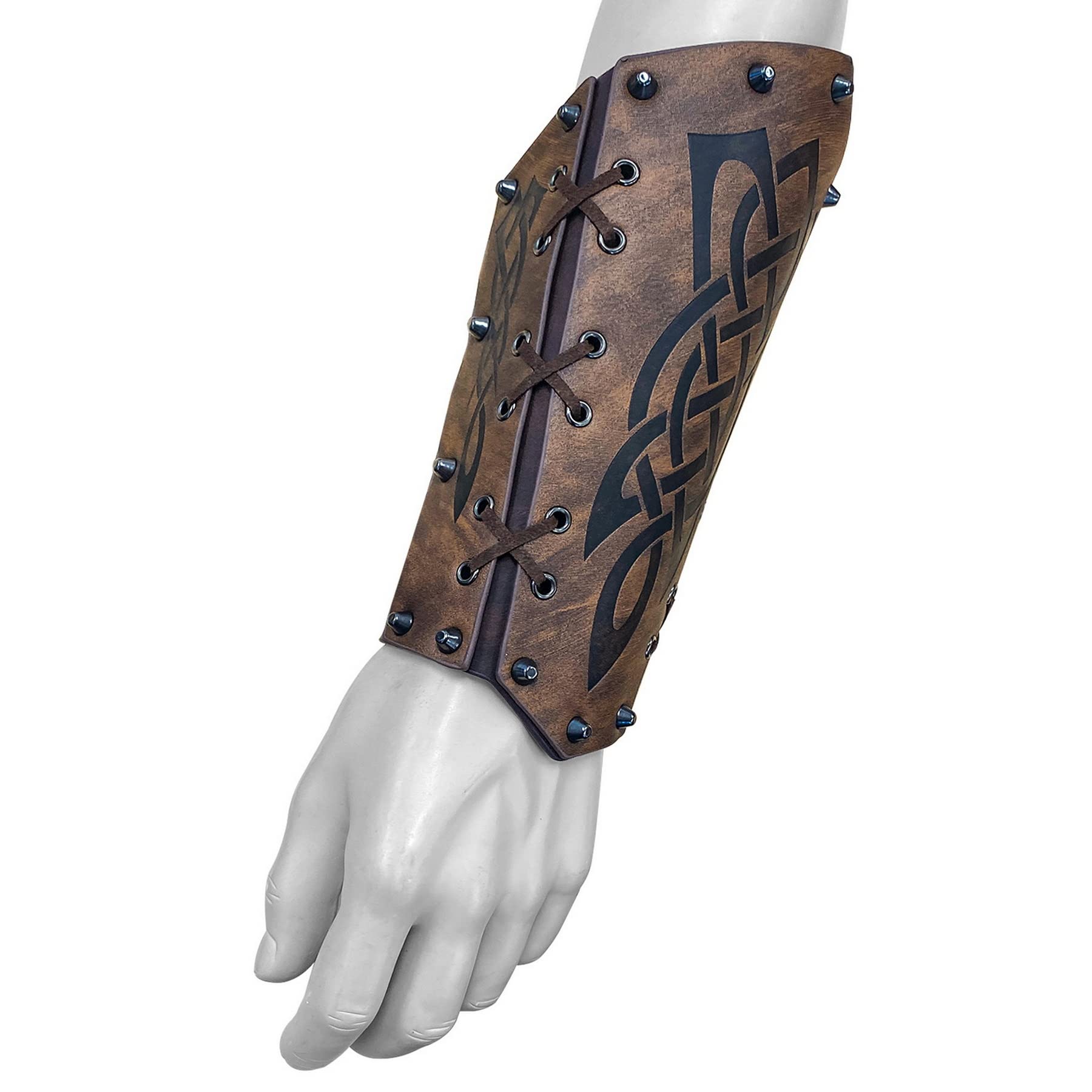 2 Pièces Bracelets Viking pour Homme, Protège Bras Médiéval en Faux Cuir, Bracelets de Tir à l'Arc Rétro, Vambrace Médiéval, Accessoires LARP