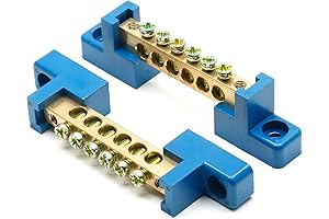 2Pcs 5 Terminal Positions Electrical Grounding Bar Block