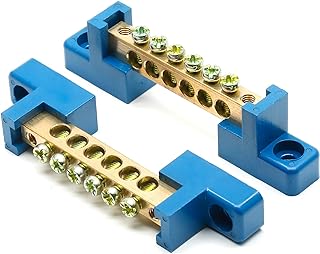 2Pcs Ground Bus Bar Terminal Block, Terminal Positions Wire Screw Terminal Brass Electrical Grounding Bars Block