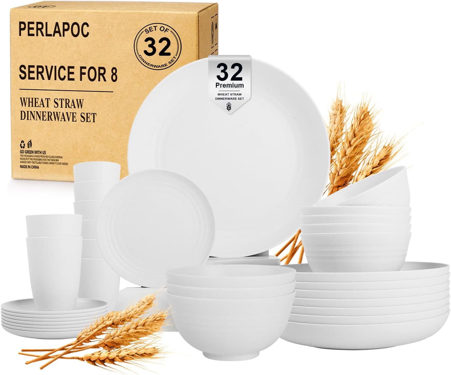 Wheat Straw Dinnerware Sets Service for 8