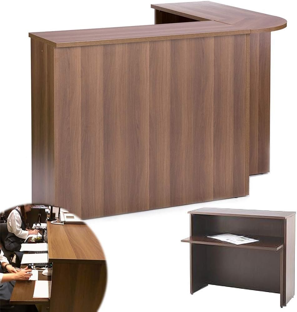 Amazon Co Jp 事業所様お届け 限定商品 ウォルナット おしゃれな受付カウンター Rfhc 10 900 コーナーのｌ字型セット 900棚板 2 基本タイプ 無人受付カウンター に最適 文房具 オフィス用品