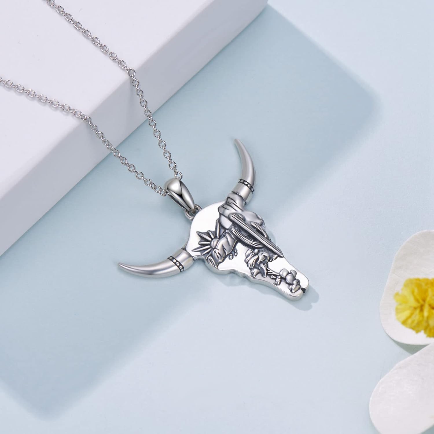 TYSO Western Necklace 925 Sterling Silver Cactus/Bull/Lightning Bolt/Horseshoe Turquoise Country Pendant Jewelry Gift for Women - Image 5