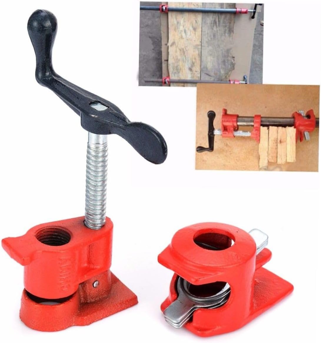 Woodworking Clamp Set 3/4 Heavy Duty Iron Clamp Water Pipe Bracket for Woodworking