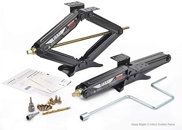 Amazon Com Libra Set Of 2 5000lbs Rv Trailer Stabilizer Leveling Scissor Jacks W Dual Power Drill Sockets Mounting Hardware Set Automotive