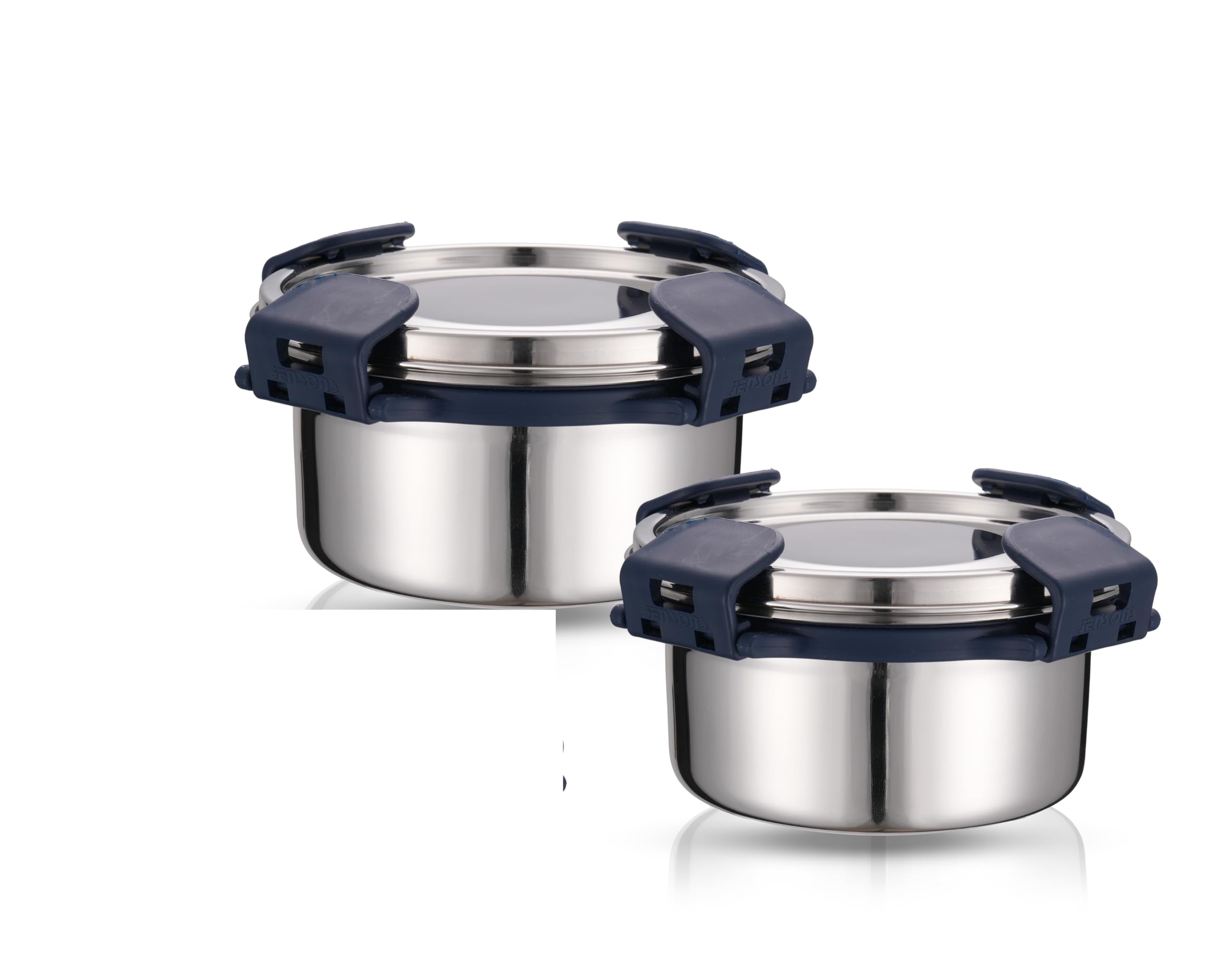 JENSONS Premium Stainless Steel Lunch Box Containers Set with Airtight & Leak Proof Lids - Pack of 2 Pcs, 350 Ml Each, Premium Containers Set - Boxes - Ideal for Kids & Adults, 11 Cm
